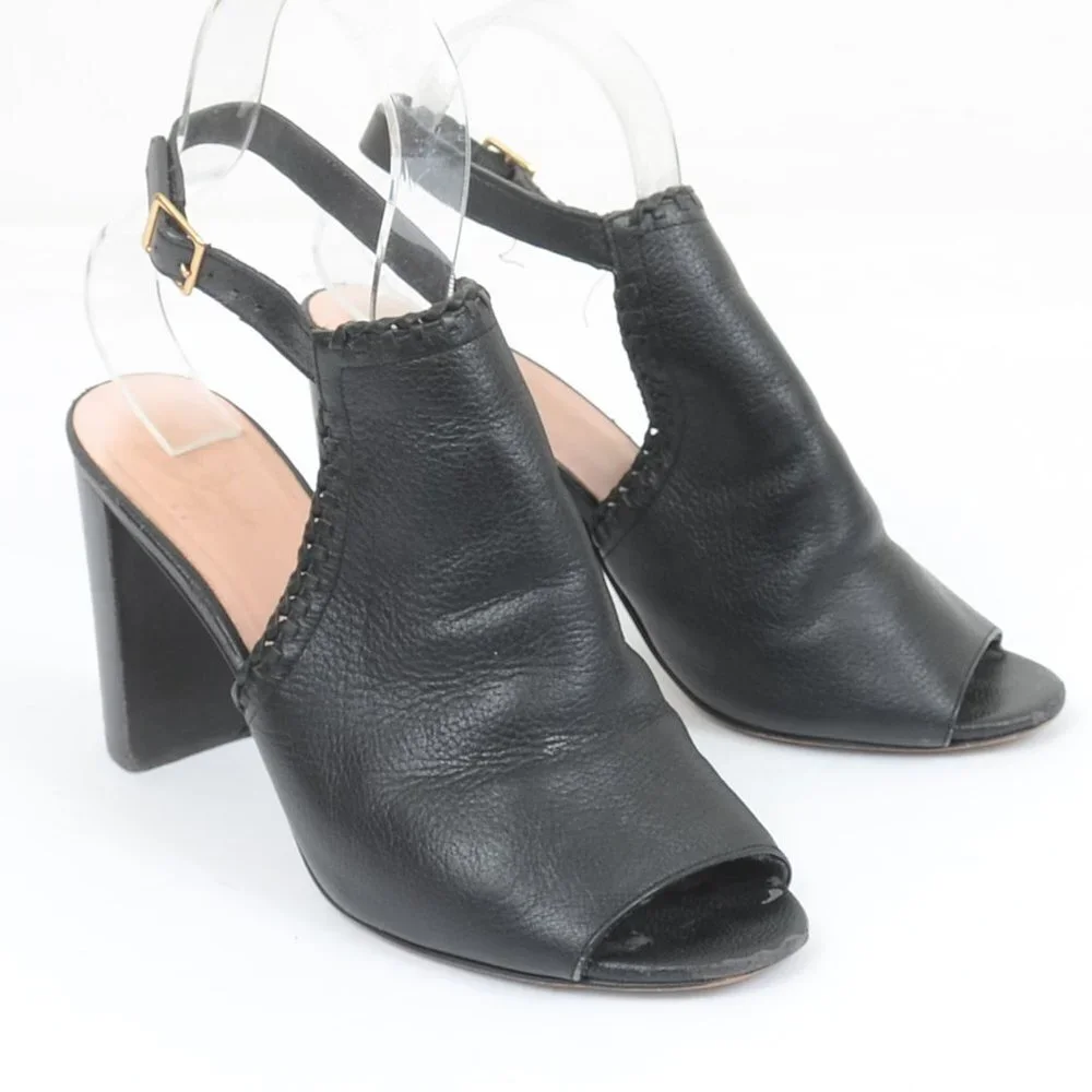 Kate Spade New York Black‎ Leather Mallorca Block Heels Slingback Women's 10